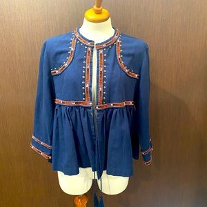 LUCKY boho embroidered pleated jacket.